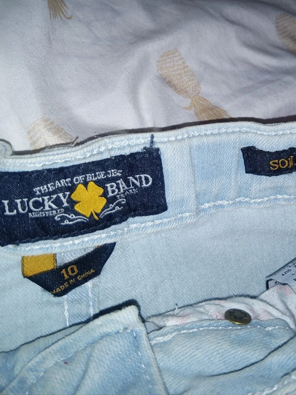 Lucky Brand Girls Light Blue Denim Skirt with Pink Top and Painted Details